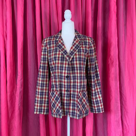 Vintage 70s Cricket Lane plaid double button blazer Jacket, med - L - Picture 1 of 10